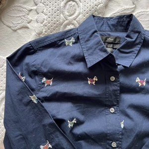 JCrew Women's Button Down with Dog Print